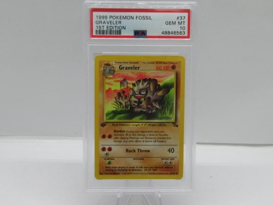 PSA Graded 1999 Pokemon Fossil 1st Edition #37 GRAVELER Trading Card - GEM MINT 10