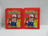 Lot of 2 Factory Sealed 1999 Pokemon STICKERS 6 Collectible Sticker Packs