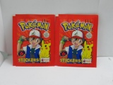 Lot of 2 Factory Sealed 1999 Pokemon STICKERS 6 Collectible Sticker Packs