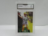 GMA Graded 2015 Topps Fire Football #3 AARON RODGERS Packers Trading Card - NM 7