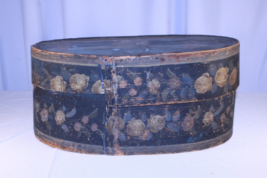 Large Oval Paint Decorated Brides Box
