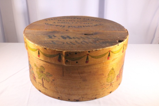 Maine Cheese Box with Primitive Paintings