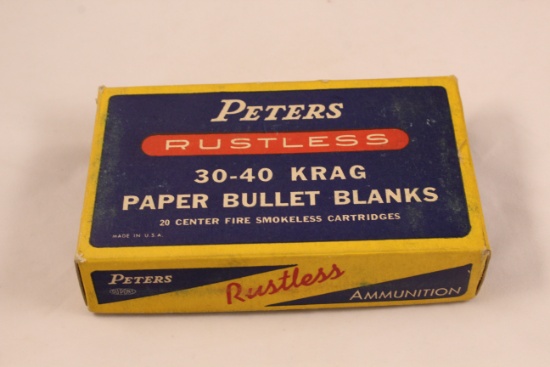 Vintage Peters Rustless 30-40 Krag Paper Bullet Blanks No 3041 in Original Box