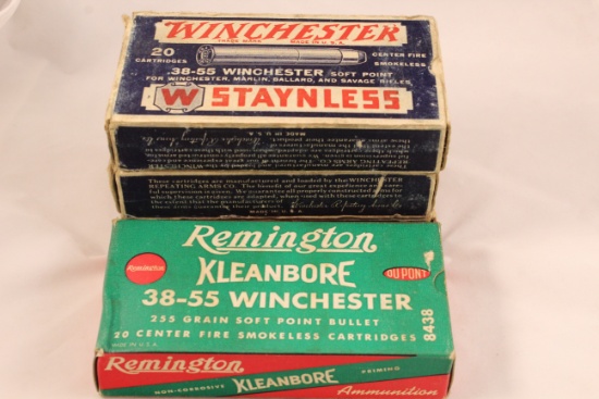 Lot of Four Boxes of Winchester and Remington 38-55 Ammo