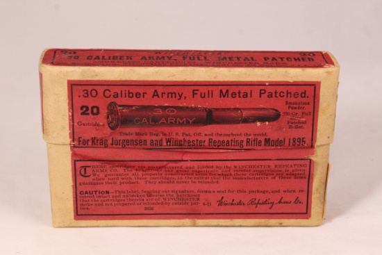 UNOPENED box of Winchester .30 Caliber Army Full Metal Patched Ammo