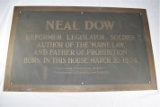 Neal Dow Birthplace Plaque