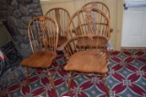 Set of Four Pinwheel Back Oak Chairs