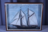 Early American Half Hull Ship Model Diorama