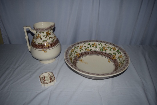 Early Brownfield & Sons Bowl and Pitcher Set