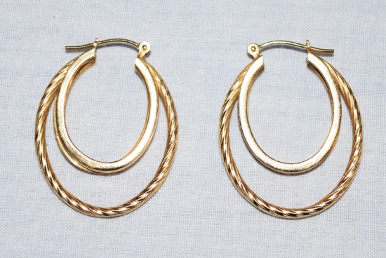 Estate Pair of 14K Yellow Gold Hoop Earrings