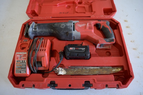 Milwaukee Sawzall w/Blades, Battery, Etc.