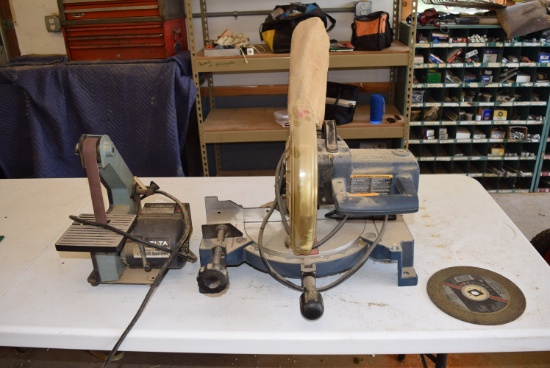 RYOBI 10in Chop saw and Delta Mod. 31-050 1in Belt Sander