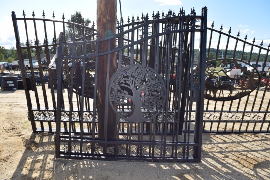 Wrought Iron 14ft Bi Parting Gate with Tree Design