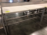 Stainless table with cutting board top