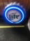 Miller Lite Neon Bottle Cap sign, approx 10 inches across