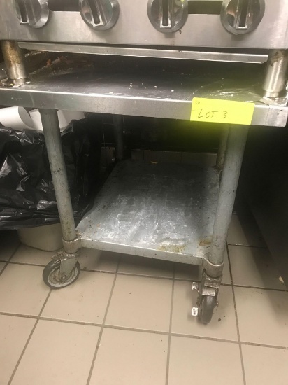 Stainless top rolling cart/stand charbroiler not included