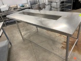 36 inch x 48 inch Stainless Steel Table with well in center