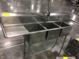 92 inch 3 bay stainless steel sink with sprayer