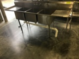 3 bay stainless steel sink, 88 inches long