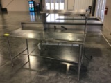 Stainless steel work table with warming rack, 72 x 32 inch top, 36 tall