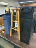 Misc. Lot, Includes Stool and 3 trashcans