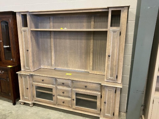 Brown Maple 85" entertainment center, painted glazed