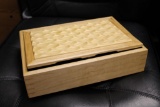 #2007 Wooden Jewelry Box w/Woven Lid - Cherry and Maple