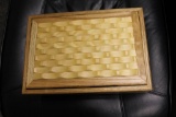 #2075 Wooden Jewelry Box w/Woven Lid - Oak and Maple