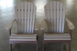 #2254 Set of 2 folding brown poly Adirondak Chair Brown