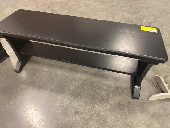 Poplar bench, 15.5"x48"x18", painted black