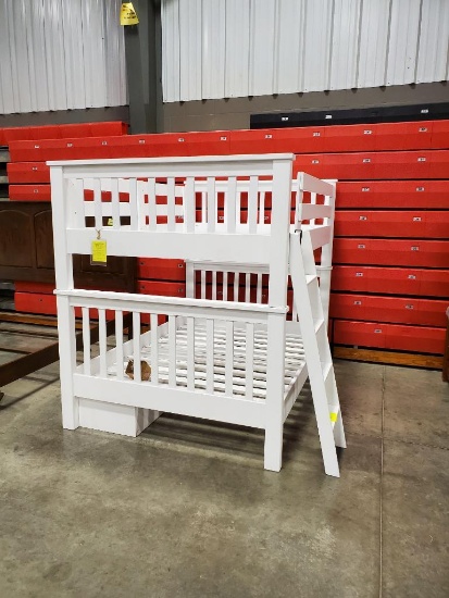 Full Brown Maple Miller Mission Bunk Bed (White)