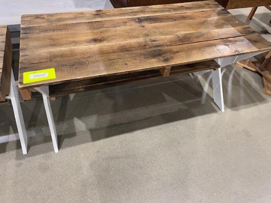 Reclaimed Barnwood coffee table 48" x 23" x 21" Stain: Natural top and white painted legs