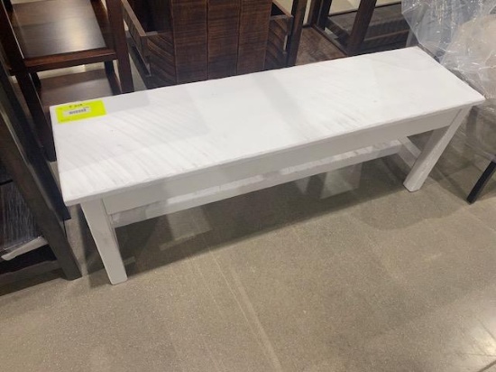 Rough sawn 48" bench painted white