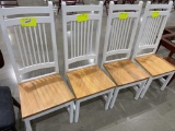 Maple Side chair painted white with seat maple natural