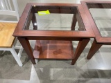 Cherry End table with glass top 22