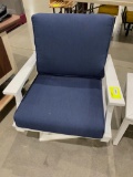 White with blue cushion Swivel chair