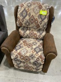 Brown crushed leather w/fabric southwestern seat Rocker Recliner