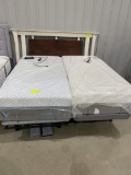 King Bed and Memory Foam Mattress set w/cherry center. Stain: Off white stained and glazed