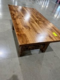 White pine reclined barn wood table, approx 76 x 42 inches
