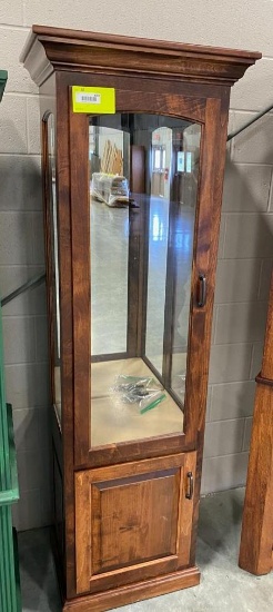 Maple Glass Mirrored Curio Cabinet w/ bottom shelf 20x76