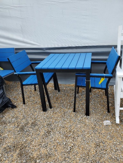 Blue poly table w/2 chairs