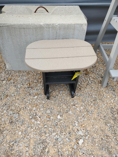 Brown and black poly end table