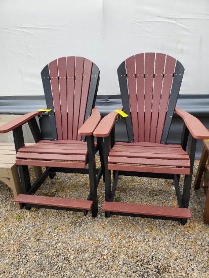 Maroon and black poly bar chairs