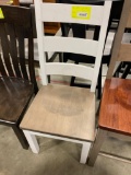 BROWN MAPLE WHITE PAINTED SIDE CHAIR