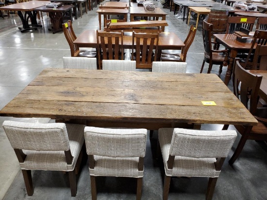 reclaimed barn wood table with 6 padded side chairs 78x38