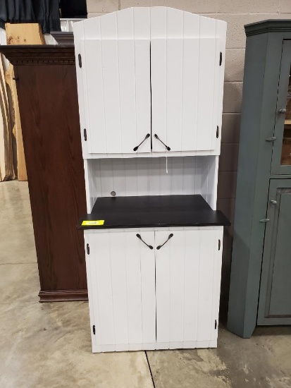 pine kitchen cabinet 33x24x78 painted black and white