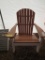 BROWN AND WHITE ADIRONDACK CHAIR WITH CUP HOLDER