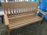 TAN POLY BENCH WITH MEMORIAL INSCRIPTION