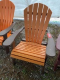 ORANGE AND BROWN POLY ADIRONDACK CHAIR
