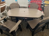 BLACK AND TAN POLY TABLE WITH 4 CHAIRS